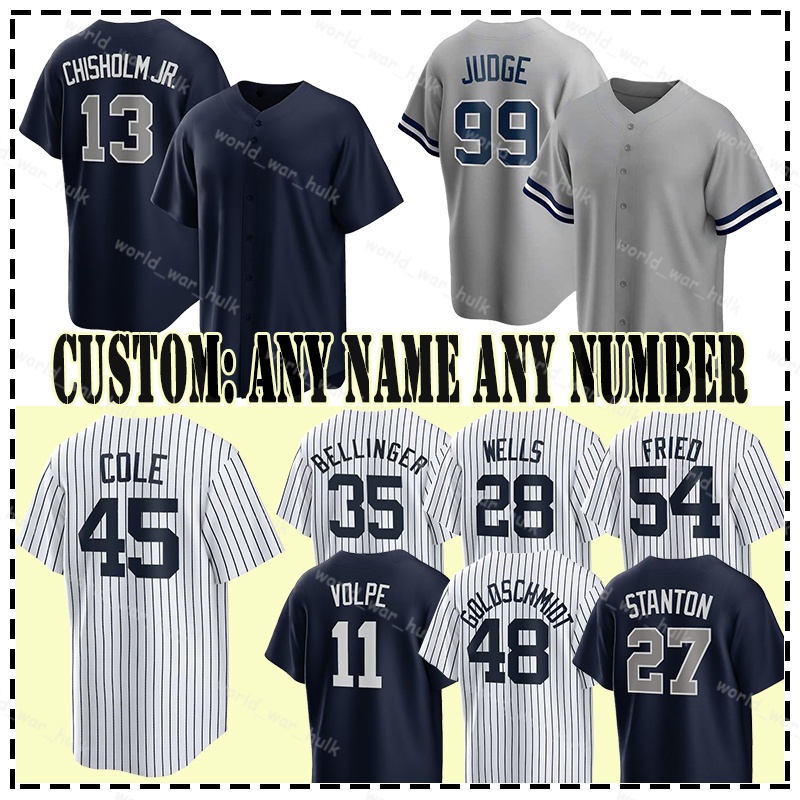99 Aaron Judge Baseball Jersey Chisholm Jr Gerrit Cole Anthony Volpe Paul Goldschmidt Cody Bellinger Giancarlo Stanton Austin Wells New Yorks Max Fried Yankees