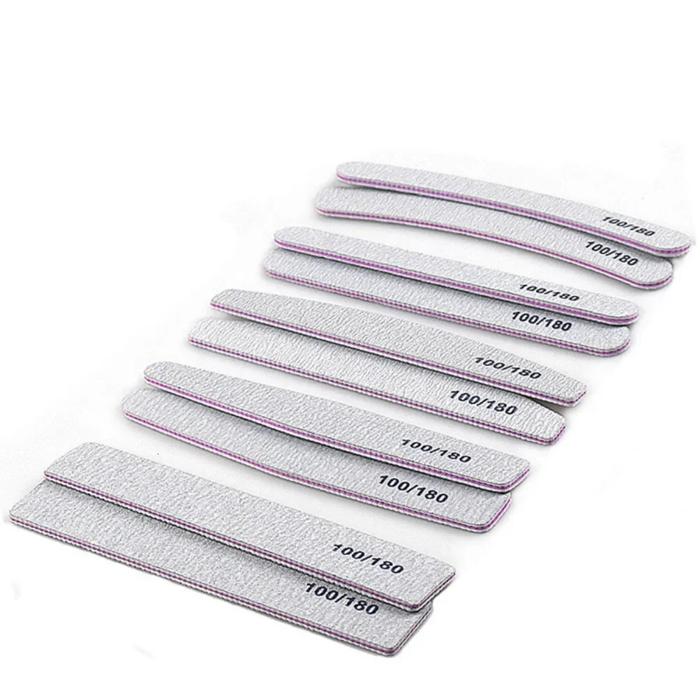 25/50Pcs Grey Sandpaper Nail File 100/180 Double Sided Buffer Block Polisher Pedicure Manicure Nail Art Files Nails Accesorios 250605