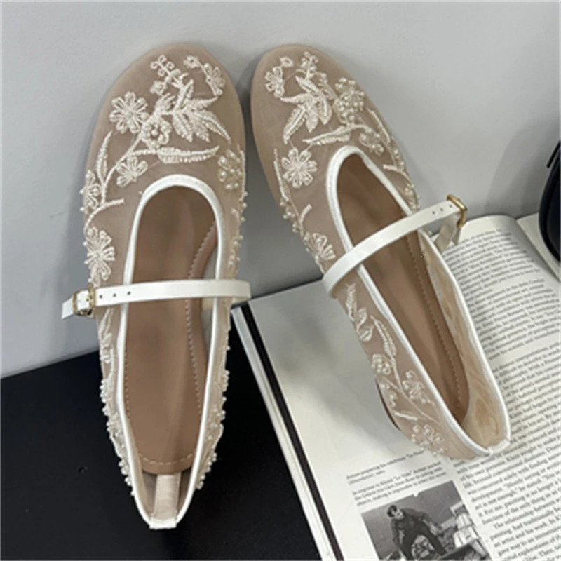 Aneikeh Fashion Spring n Embroidery Flowers Flat Casual Ballet Dance Shoe Mary Jane Mules Sandals 2025 Summer 250603
