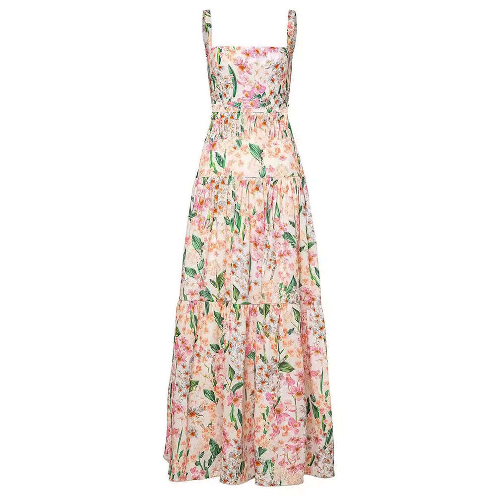 Women's Fashion Spring Summer New Sweet And Spicy Style Strap A-Line Floral Cake Dress B5