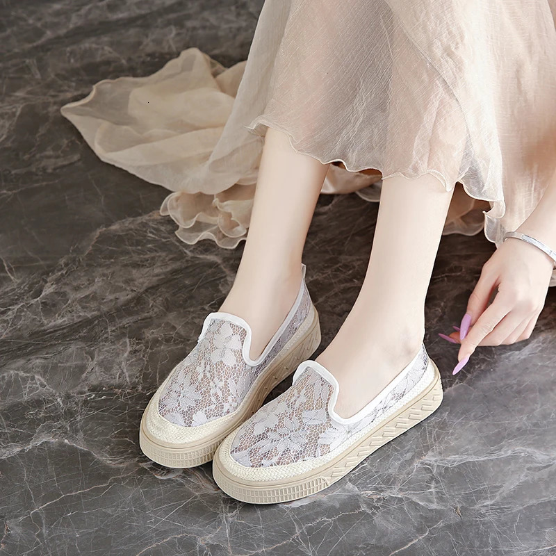 Female Flat Shoes Breathable Mesh Women Casual Shoes Summer 2025 Vulcanized Shoes Slip On Women Espadrilles Walking Sneakers 250603