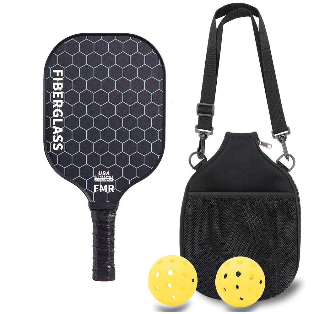 Pickleball Set of 2 USAPA Approved Fiberglass Ball Paddles with 4 Pickle Balls Durable Racket for Beginners