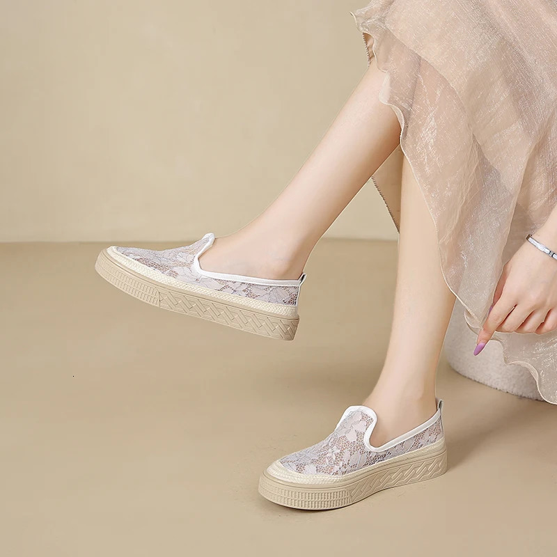 Female Flat Shoes Breathable Mesh Women Casual Shoes Summer 2025 Vulcanized Shoes Slip On Women Espadrilles Walking Sneakers 250603