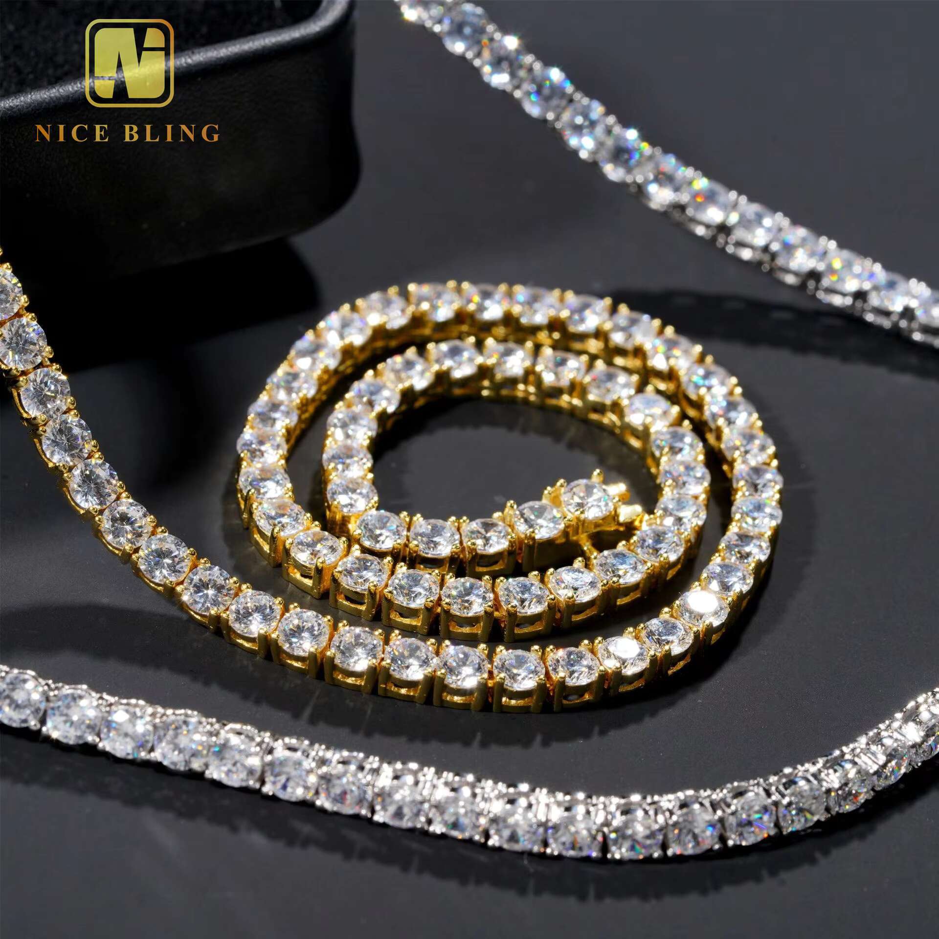 Manufacturer Direct Selling Cheap Price 925 Silver Cubic Moissanite Diamond Chain Necklace Hip Hop Jewelry Iced Out Tennis Chain