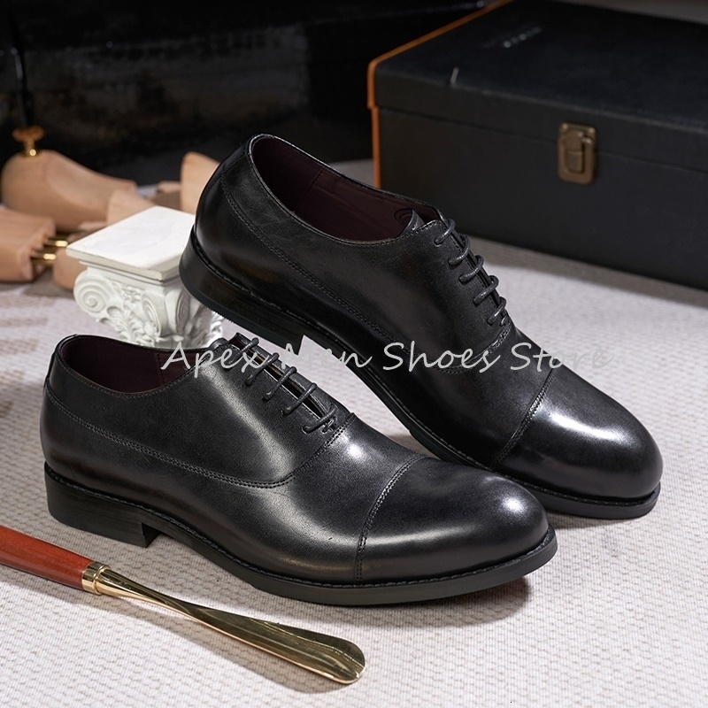 Blue Pattern Dress Shoes Genuine Leather Formal Oxfords Lace Up Business Wedding Party Mens Footwear 250526