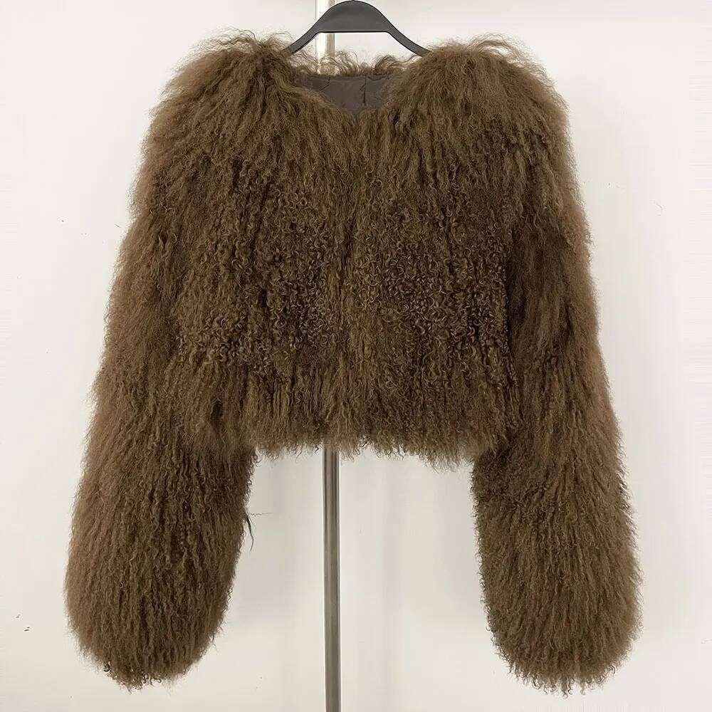 OFTBUY Real Mongolia Jacket Female 2025 New Autumn Winter Natural Coat Women Short Warm Tibet Sheep Fur Outerwear
