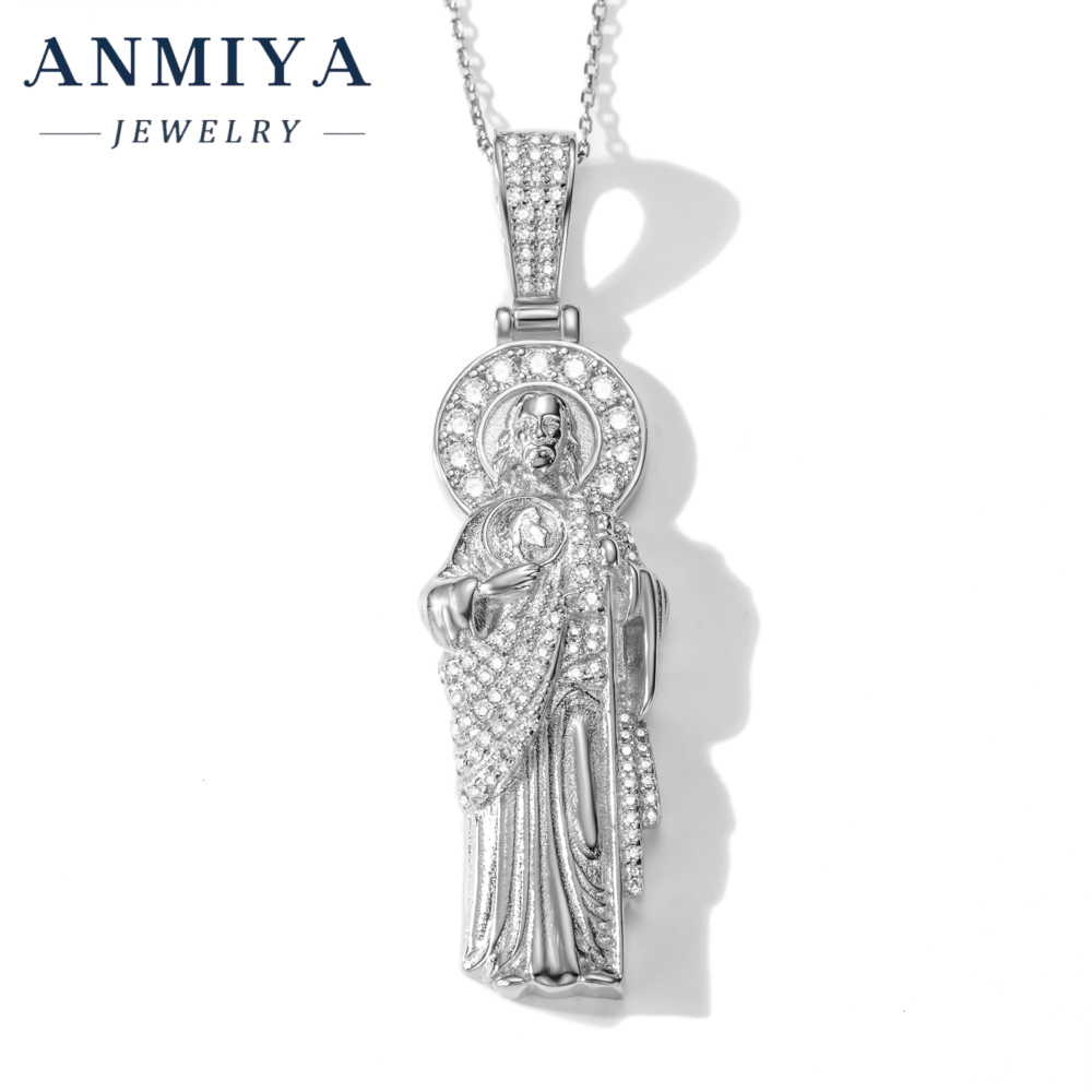 Religious 925 Silver Jewelry Pendant Necklace with Jesus Christ Figure for Christian Gift and Spiritual Wear