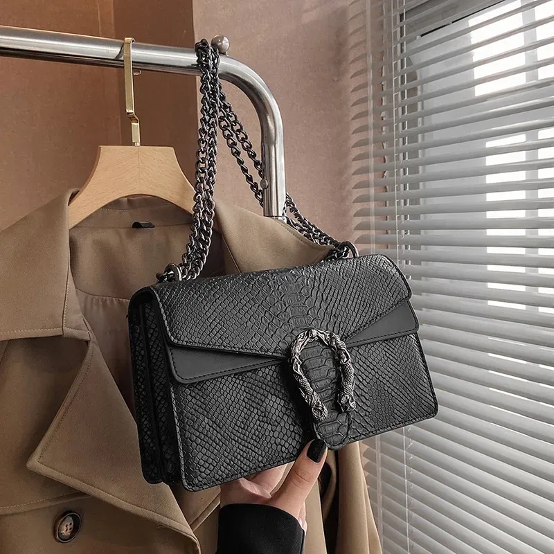 Designer Bag 2025 New Crocodile Embossed Mini Flap Bag for Women, Shoulder Crossbody Bag with Double Compartment, Ladies Small Satchel Purse