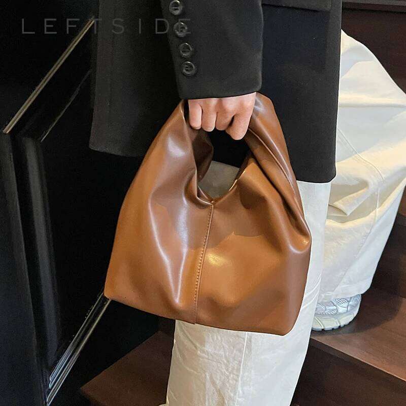 LEFTSIDE Design Small PU Leather Shoulder For Women New Trend Fashion Y K Handbags and Purses Females Bucket Bag