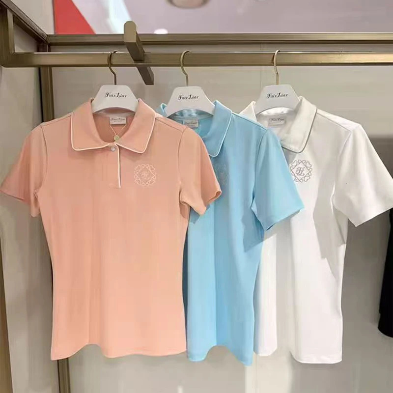 Womens Golf Clothing Fashion Polo Shirt Summer Short Sleeve Breathable Skin Friendly Slim Fit Versatile 250604