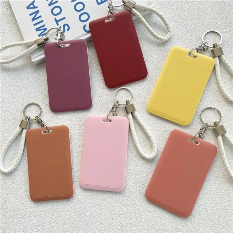 1Pc Macaron Bus ID Card Protective Cover Cases Student Meat Keyring Campus Access Door Credit Holder Bag Set Key Chain 250605