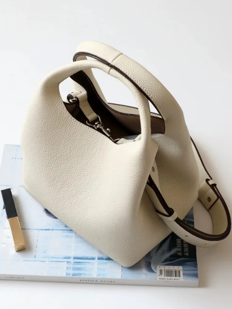 Women Single Shoulder Bag Cow Genuine Leather Casual Bucket ner Fashion Handbag Office Ladies Crossbody Bags 250528