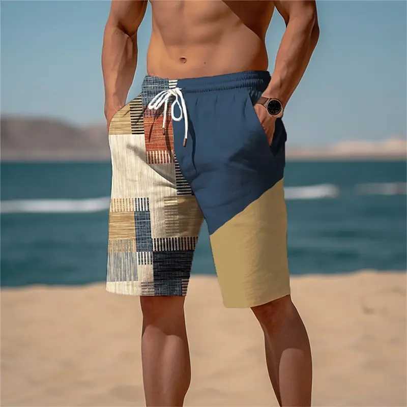 3D Plaid Print Mens Casual Shorts Tropical Summer Simple Style Fashion Shorts Quick-Drying and Comfortable Close-Fitting XJ250605