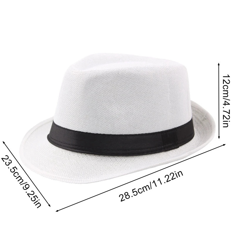 Men Women Straw Fedora Hat Trilby Cuban Sun Cap Panama Short Brim Floral Summer 250605