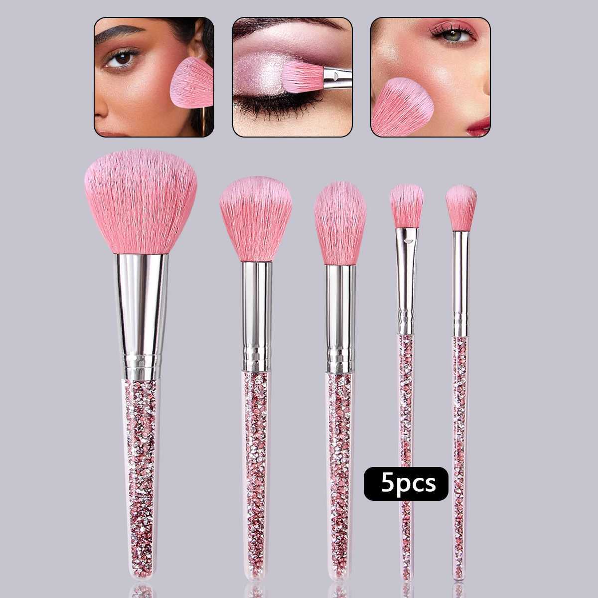 5PC Holiday Cosmetic Brush Set Soft Portable Tools for Foundation/Blending/Detail Christmas Birthday Gift for Her W250605