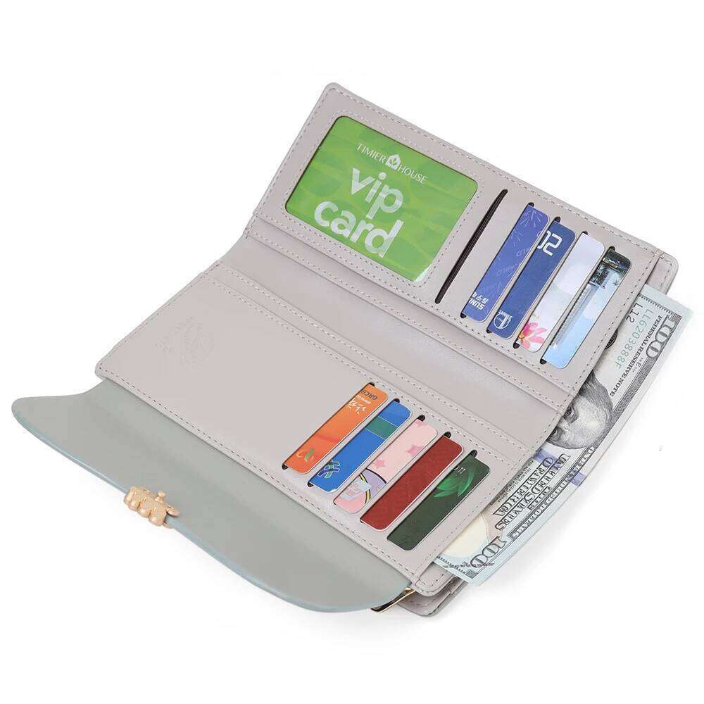 Women's long wallet Korean PU printed zipper buckle folding clutch bag multi-card fashion everything street popular preppy stude