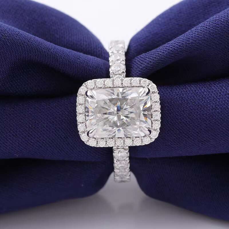 Luxury Moissanite Jewelry 10K White Gold Wedding Ring Radiant Cut VVS1 2ct White Moissanite Ring Engagement Women