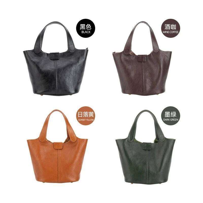 2025 New Women's Leather Fashion Single Shoulder Classic Shopping Handheld Bucket Bag For Women