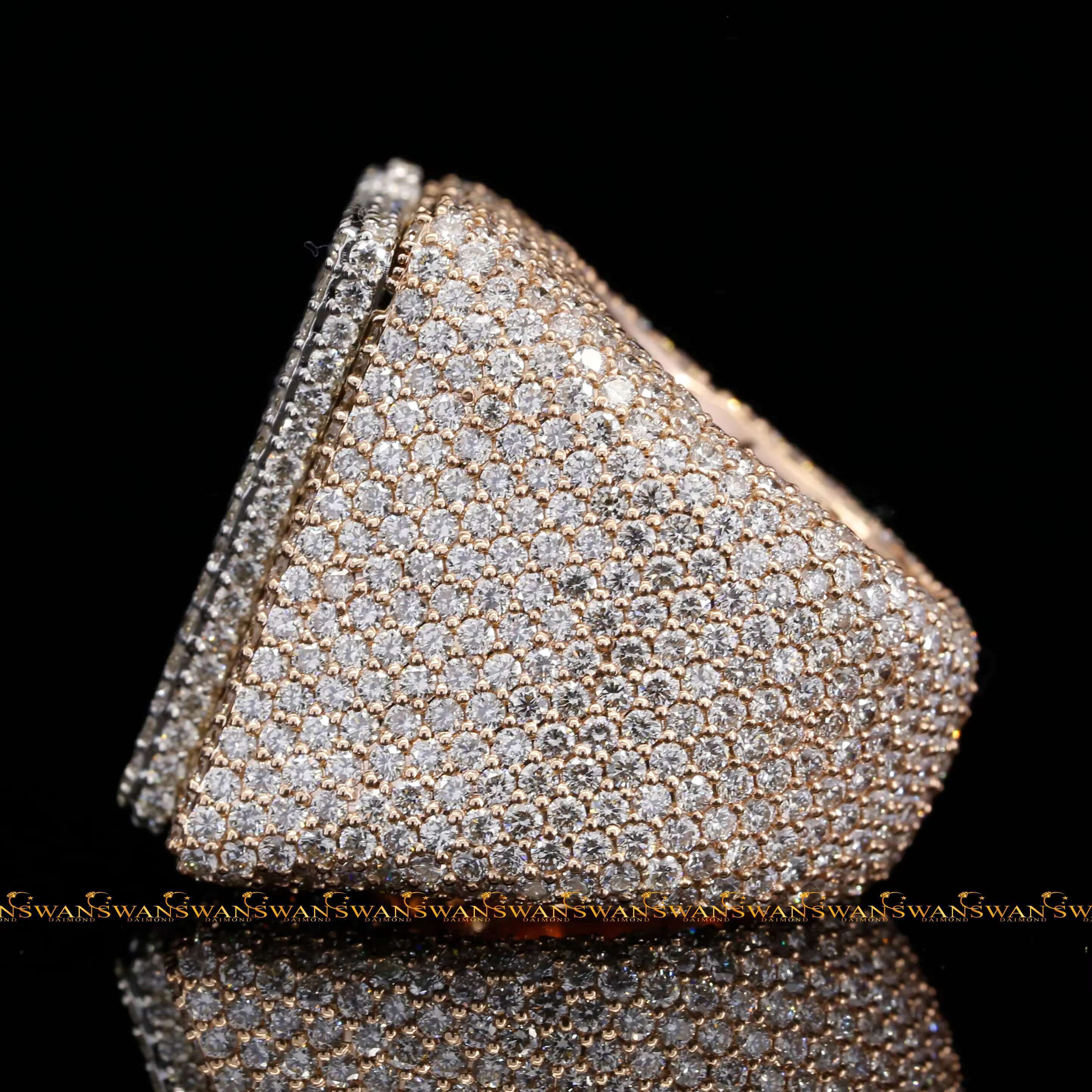 Hip Hop Round and Emerald Cut VVs Original Moissanite Diamonds Iced Out 7 Number Luxury 925 Silver Ring for Men