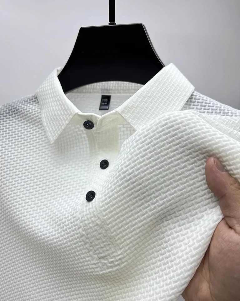 Mens High-End Mesh Ice Silk Polo Shirt Summer Fashion Casual Business Lapel Short Sleeve T-Shirt Designer Clothing XJ250605