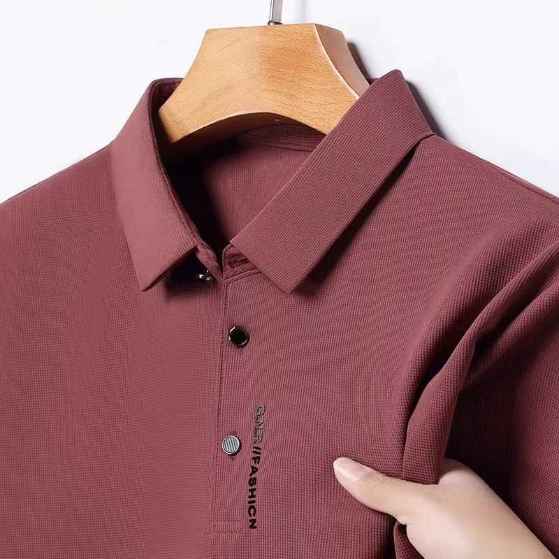 New Summer Mens Lapel Polo Shirt Luxurious Relief Fashion Short Sleeve High-Quality Slim Fit Comfortable Business Casual T-Shirt XJ250605