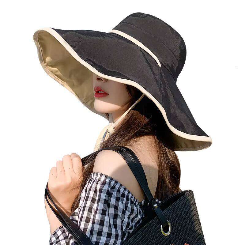 Wholesale Beach Sun Ladies Summer UV protection Sunscreen Foldable Big Brim Sun-proof Hat