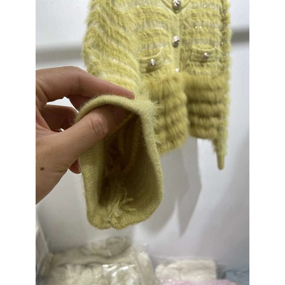 2024 Autumn Girl's Fashion Yellow Fox Cute Sweater Real Fur Spring Lovely Women Knitted Special Design Jacket Wear