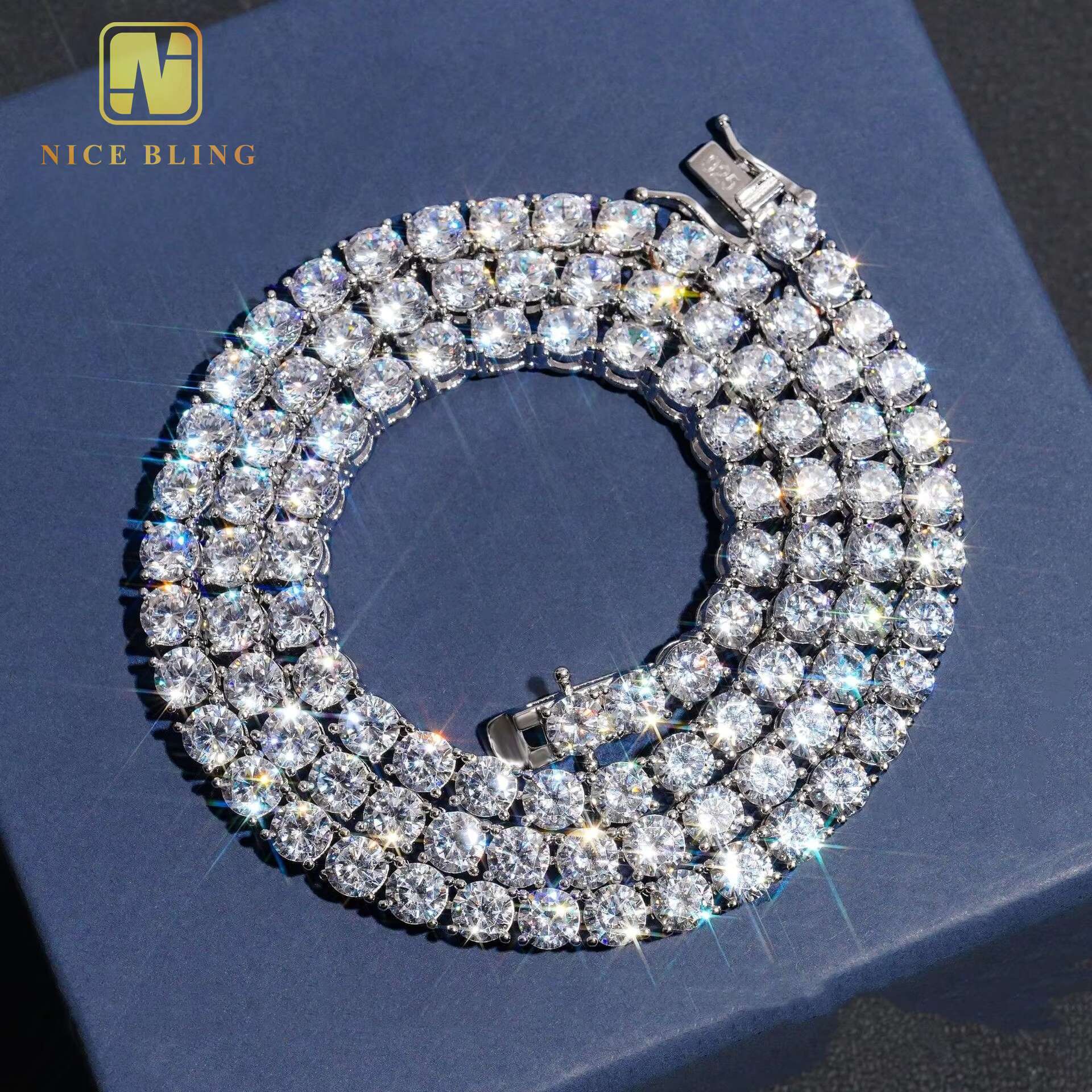 Manufacturer Direct Selling Cheap Price 925 Silver Cubic Moissanite Diamond Chain Necklace Hip Hop Jewelry Iced Out Tennis Chain