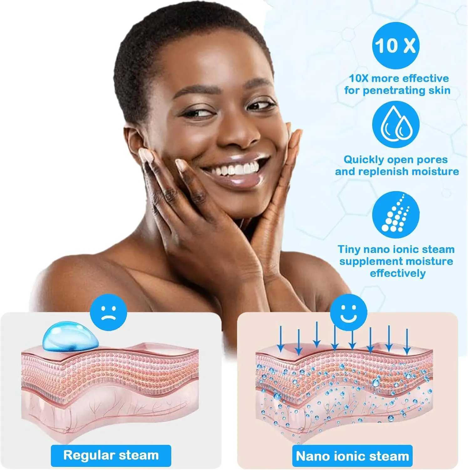 Facial Steamer Hot Mist Face Steamer Nano Ionic Table Top Mini Steamer Spa 360 Rotatable Sprayer Personal Care Use at Home Salon XJ250607