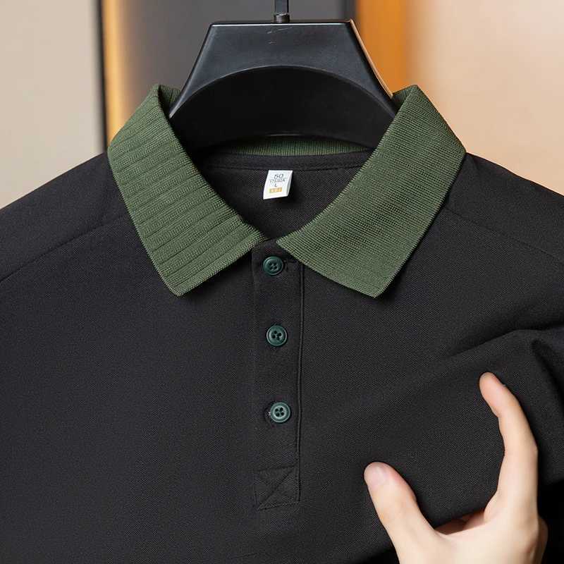 Leisure Korean Green Fashion Collar Short Sleeved Polo Shirt Summer Loose Middle Aged and Young Trendy Mens T-shirt XJ250605