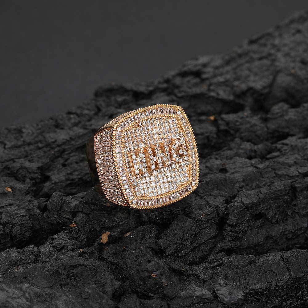 Jewelry DIY Letter Hip Hop Ring Fashion Brand Personalized Copper Set Moissanite Ring Mens Ring moissanite