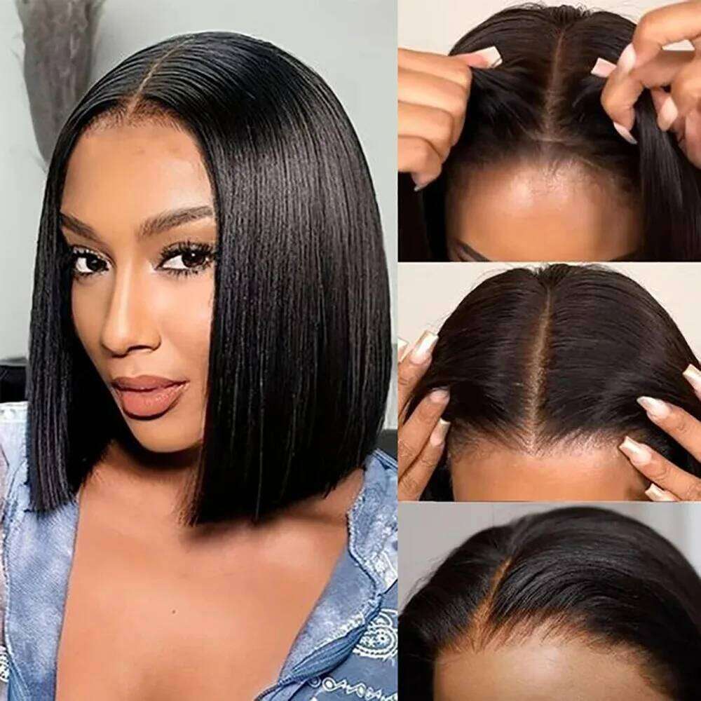 Straight Bob Human Hair 13x6 HD Front 13x7 Transparent Lace Frontal Wigs 5x5 Gluless Ready To Wear For Women 16 Inch