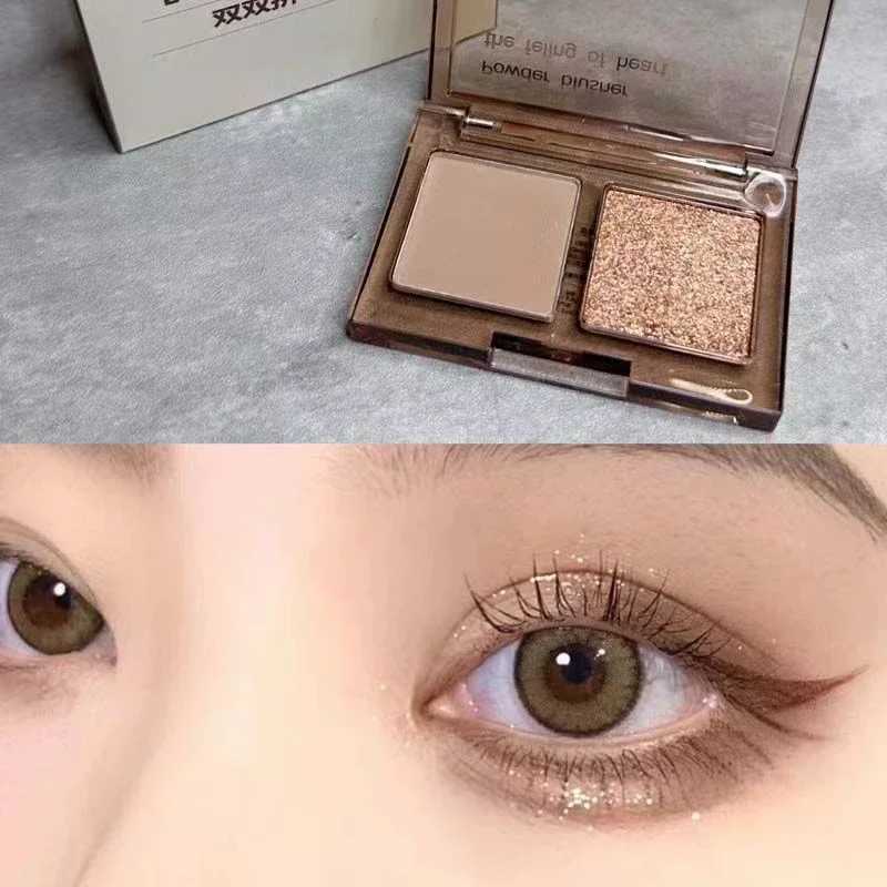 2 Colors Smokey Blue Eyeshadow Palette Matte Pearl Gray Pink Low Saturation Eye Shadow Palette Eye Pigments Lasting Korea Makeup W250605