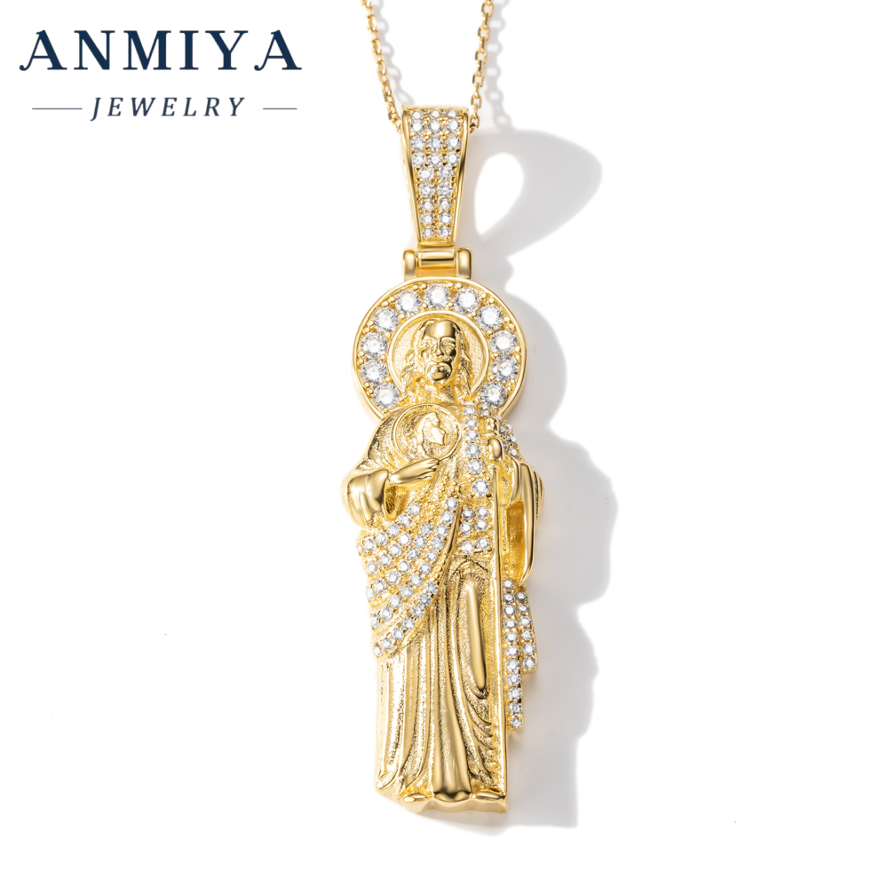 Religious 925 Silver Jewelry Pendant Necklace with Jesus Christ Figure for Christian Gift and Spiritual Wear