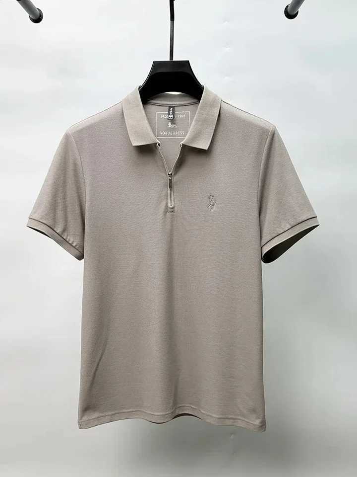Brand Embroidered Half Zipper Short SLeeve POLO Shirt Men Flip Collar Casual Top Summer Trendy Designer New Casual T-shirtXJ250605