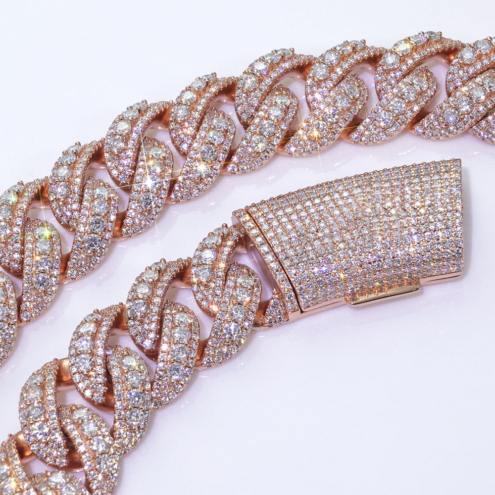 Hip Hop 22mm Jewelry Accessories Full Diamond Moissanite Bracelet Bubble Cuban Chain High-end Mens Bracelet