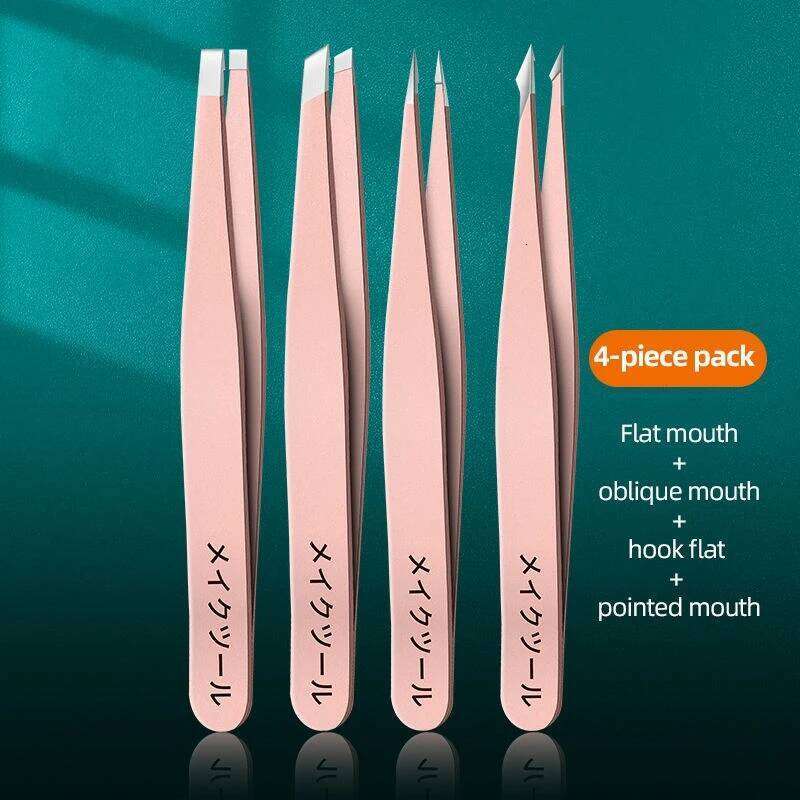 Painless Eyebrow Tweezer Colorful Beauty Fine s Puller Stainless Steel Slanted Eye Brow Clips Removal Makeup Tools free shipping