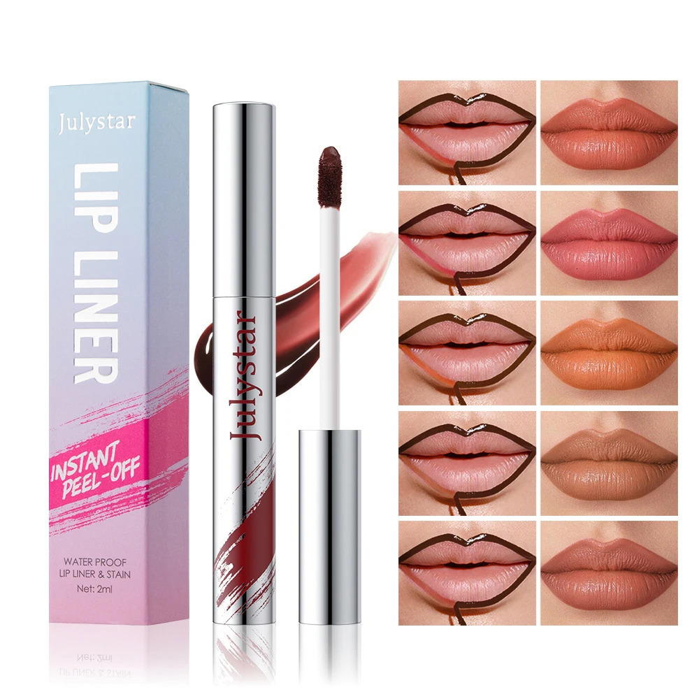 With Tweezers Instant Peel-off Lip Liner Stain Tattoo Lip Gloss Waterproof Tear-off Matte Lips Tint Red Brown Contour Stain 250605