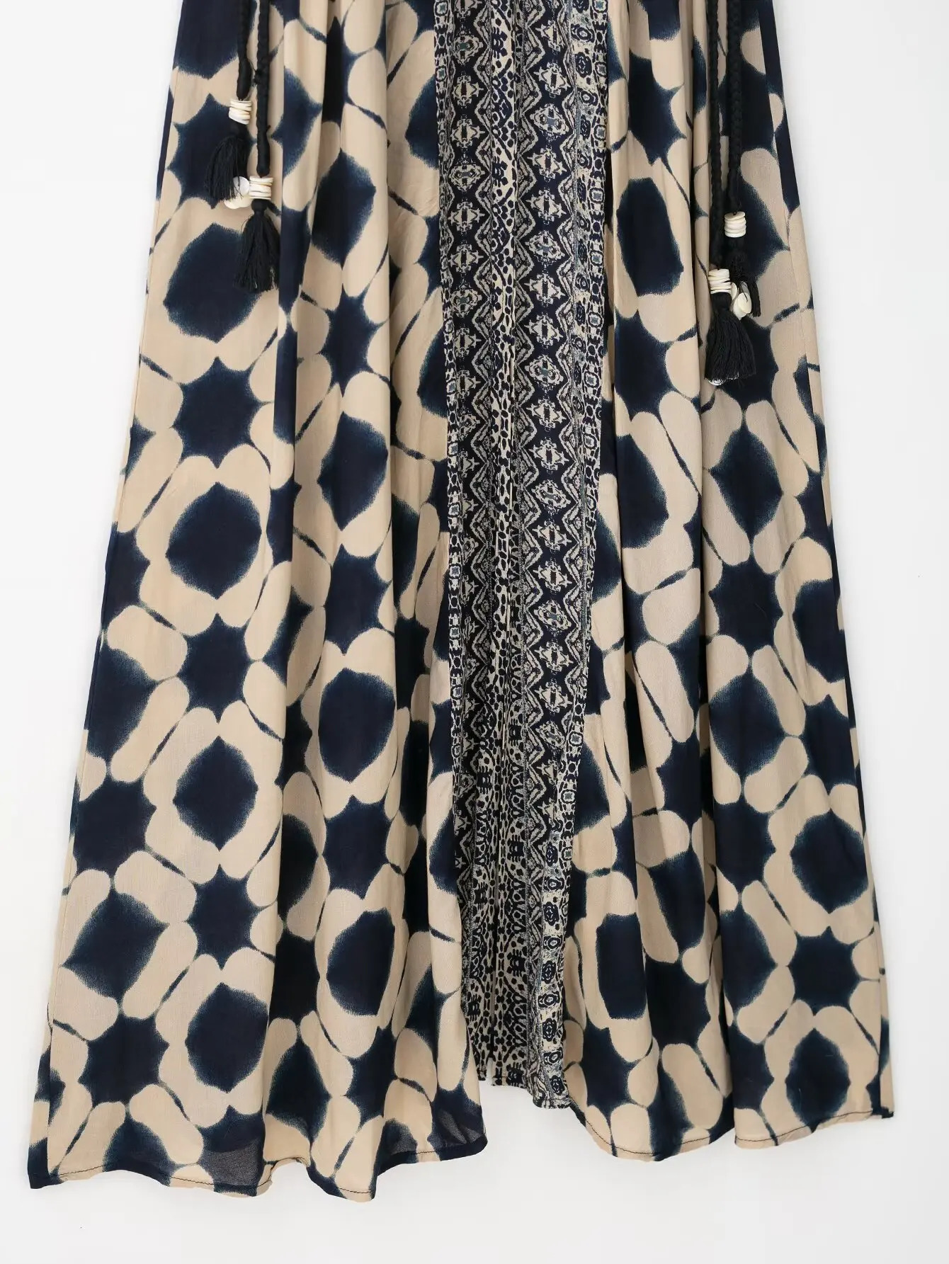 European and American style printed holiday casual waist dress 250604