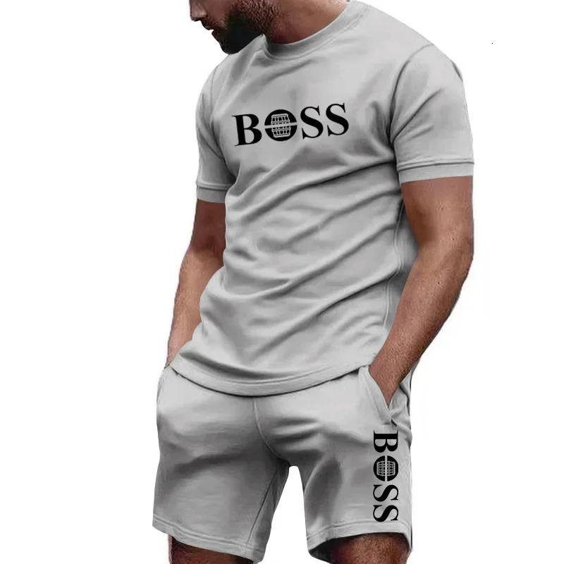 Mens two-piece sportswear short sleeved T-shirt and pants running and fitness sportswear big discount summer 250605