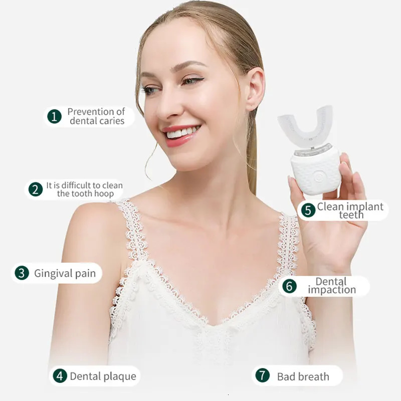 Electric Toothbrush for Adult Automatic USB Charge U-Shaped Toothbrush Ultrasonic 360 Degrees Intelligent Rechargeable Toothbrus 250604