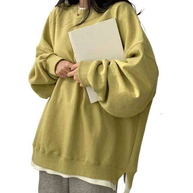 Loose Long Sleeve Hoodie Spring Autumn New Style Large Size Casual Fashion Split Design Top Women's Clothing