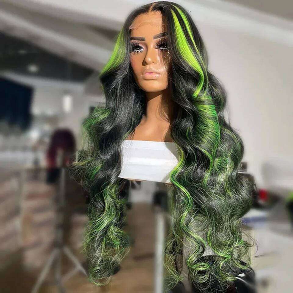 30 40 Inch Green Body Wave Front Wigs 13x4 13X6 HD Lace Frontal Brazilian Colored Highlight Wig Human Hair