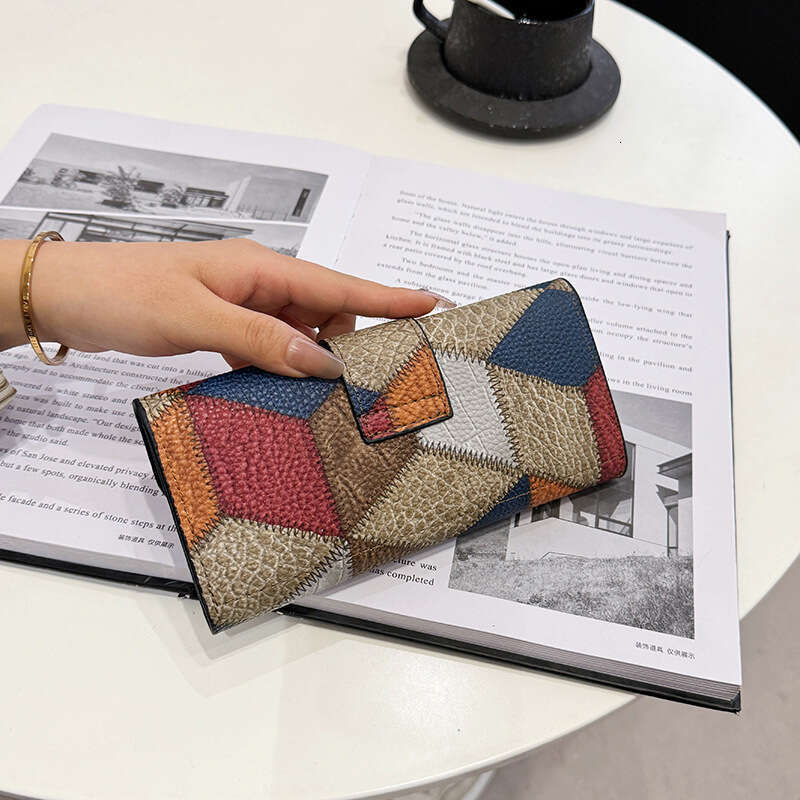 New Trendy Women's Long Wallet Patchwork Classic Fashion Money Clip Multi-Card Slot Card Holder
