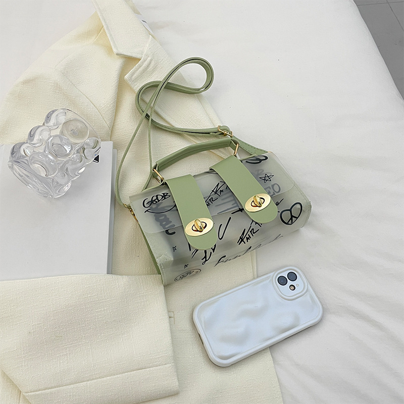 Top brand high-quality new free designer bag transparent jelly pouch 2025 new PVC printed graffiti Cambridge bag beach crossbody bag brand new free de