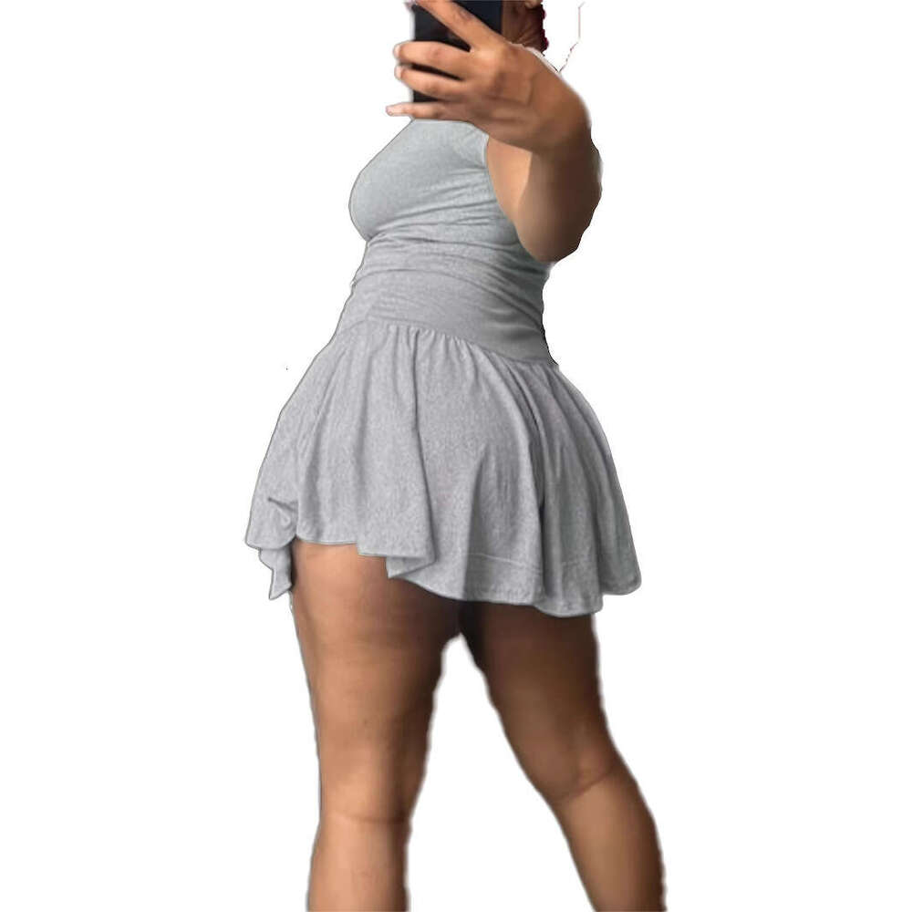 New Summer Elegant Women's Solid Color Sleeve And Short Skirt Set B5