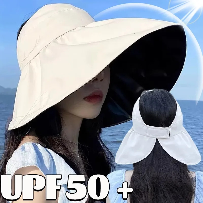 2025 Summer Travel Sunshade Sunblock Hat Large Eaves Anti-UV Temperament All Empty Top Hats Tidal Sun Hat Childrens Straw Cap 250603