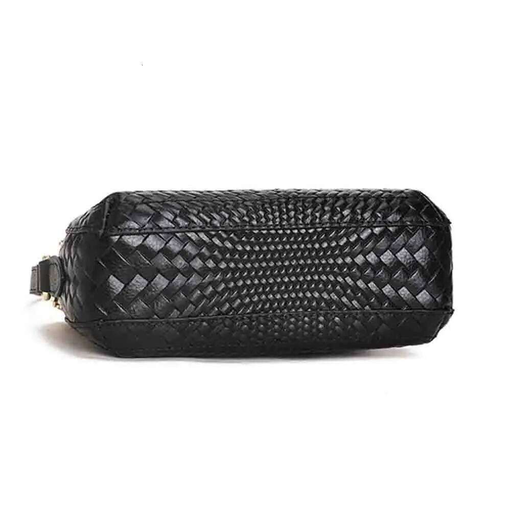 Motingsome Knited Series Genuine Leather Woman Shoulder Bag Crossbody Cowhide Woven Ladies Daily Purses Black 2022 New