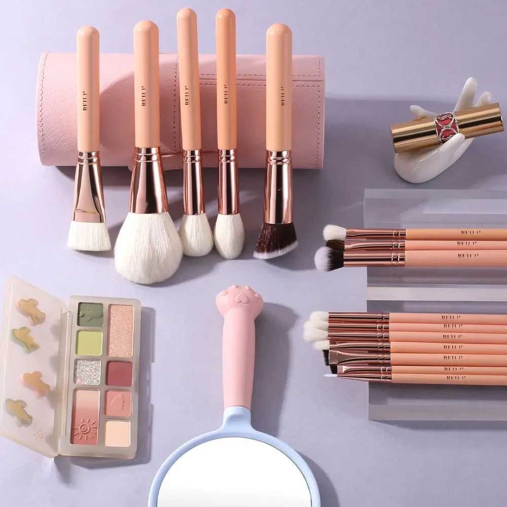 BEILI 15 Pcs Pink/Rose Golden Makeup Brushes Set Professional Powder Foundation Eyeshadow B Eyeliner Contour Cosmetic Tool W250605
