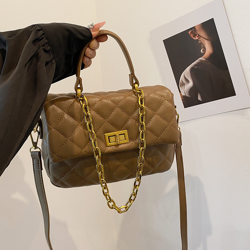 Free Shipping Designer Bag Chain 2025 New Korean Style Trendy Lingge Fragrant Postman Handheld Single Shoulder Diagonal Cross Women's Bag